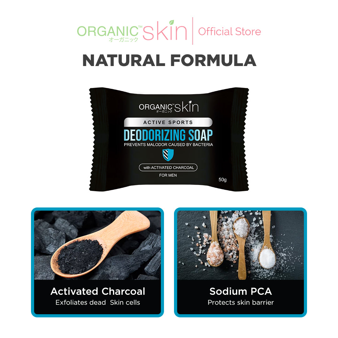 Organic Skin Japan Deodorizing Soap for Men 50g with Activated Charcoal Anti Odor Antiperspirant