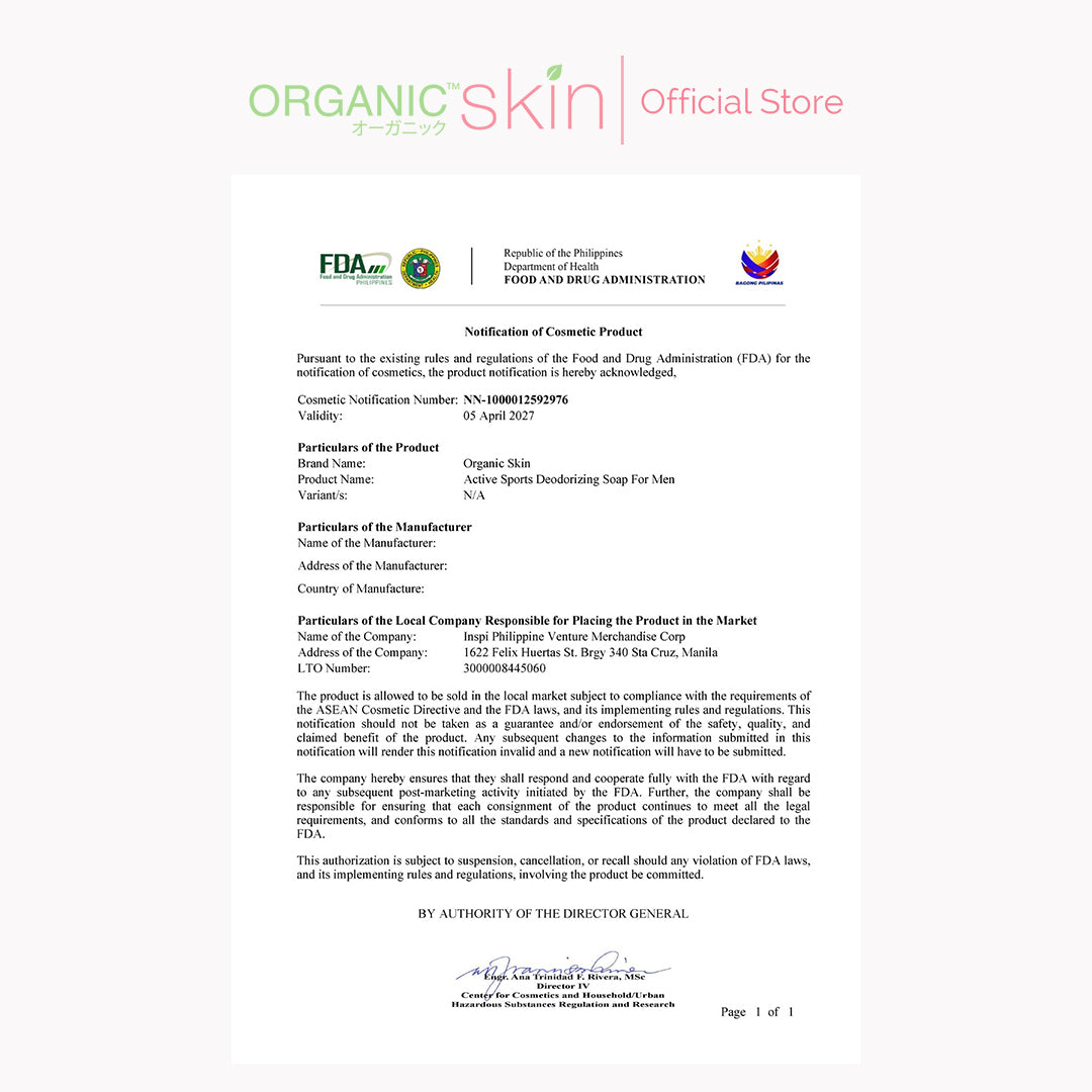 Organic Skin Japan Deodorizing Soap for Men 50g with Activated Charcoal Anti Odor Antiperspirant