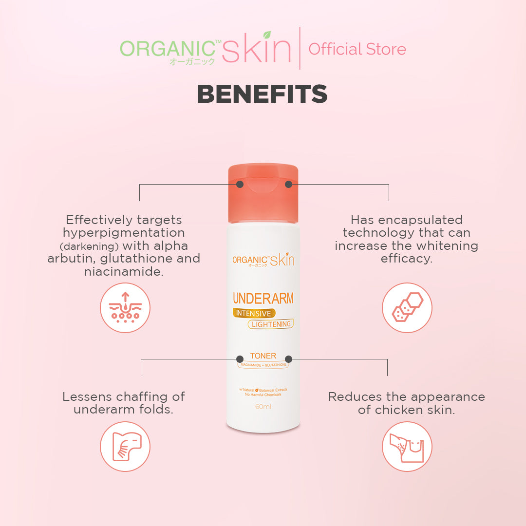 Organic Skin Japan Intensive Whitening Underarm Toner (60ml) Armpit Whitener with Sunflower Oil