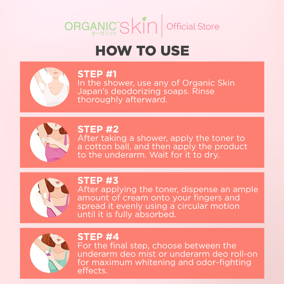 Organic Skin Japan Intensive Whitening Underarm Toner (60ml) Armpit Whitener with Sunflower Oil