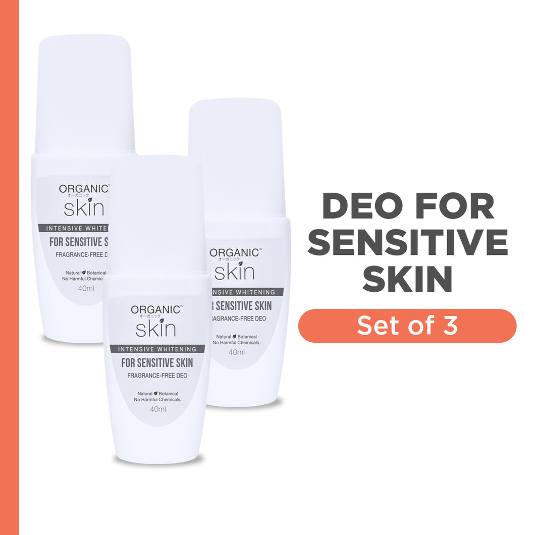 Organic Skin Japan Unscented Intensive Whitening Underarm Deodorant for Sensitive Skin Set of 3