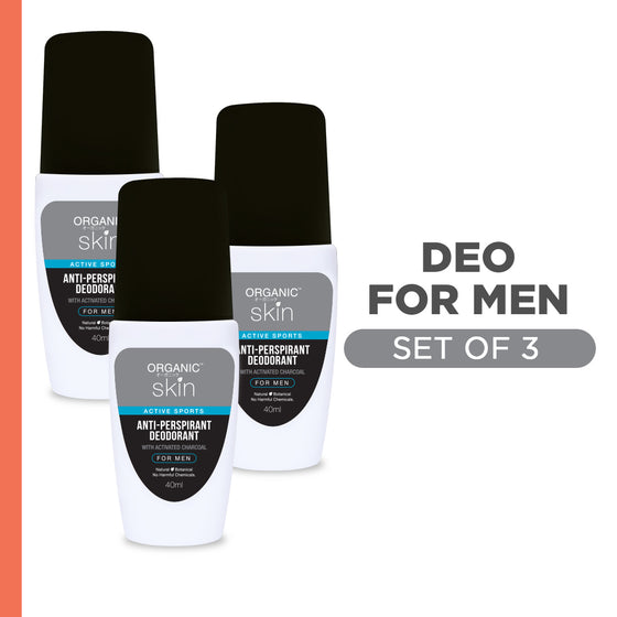 Organic Skin Japan Anti-Perspirant Deodorant For Men 40ml Underarm Whitening Deo Roll On Set of 3