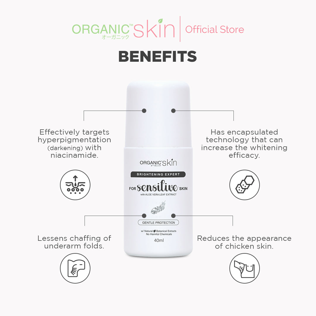Organic Skin Japan Unscented Intensive Whitening Underarm Deodorant for Sensitive Skin Set of 3