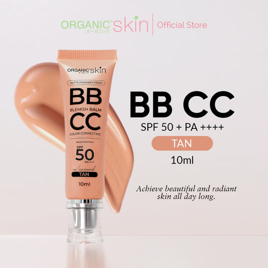 Organic Skin Japan BB+CC Cream Tan SPF 50+ PA+++ 15ml with Kojic Acid and Niacinamide