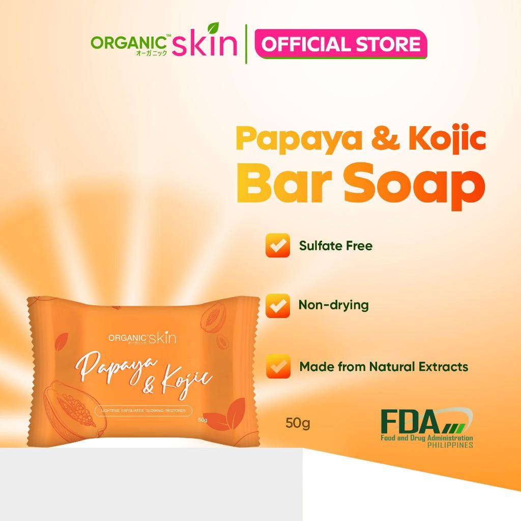 Organic Skin Japan Papaya & Kojic Whitening Soap 50g with Arbutin + Licorice + Bearberry allnatural natural soap white bath body skin care skincare korean soap face cleanser anti acne pimple remover papaya soap organicskin flash sale