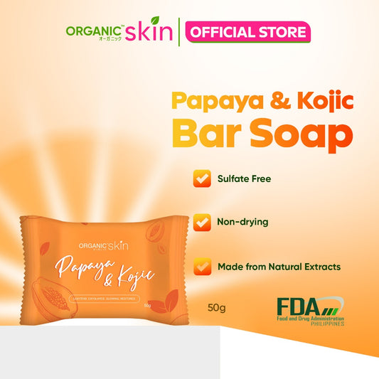 Organic Skin Japan Papaya & Kojic Whitening Soap 50g with Arbutin + Licorice + Bearberry allnatural natural soap white bath body skin care skincare korean soap face cleanser anti acne pimple remover papaya soap organicskin flash sale
