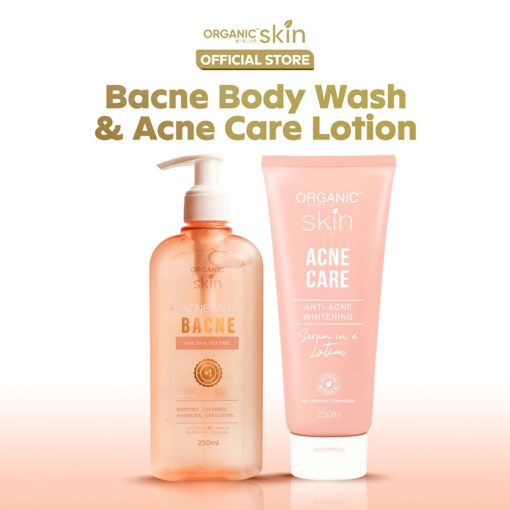 Organic Skin Japan Acne Care Set Bacne Body Wash 250ml & Lotion 250ml