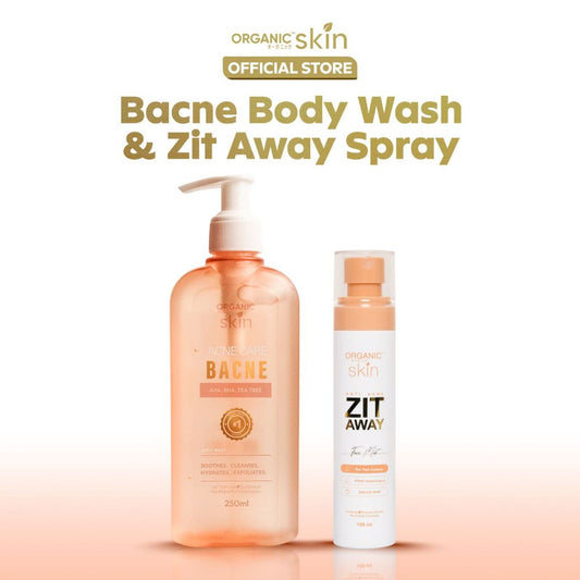 Organic Skin Japan Acne Care Set Bacne Body Wash 250ml & Zit Away Spray 100ml