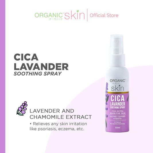 Organic Skin Japan Cica Lavander Soothing Spray (60ml) Face Mist Spray Bottle with Lavender Scent