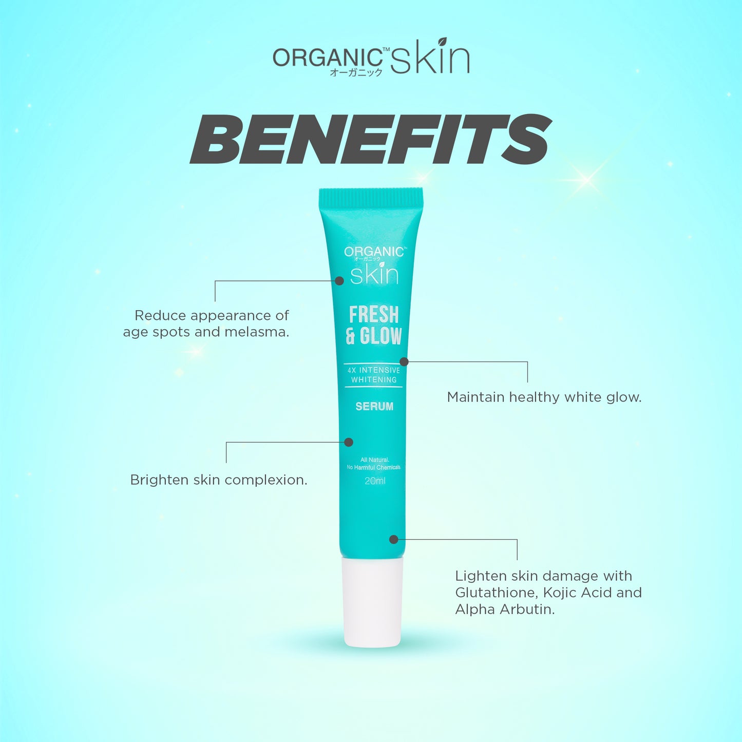 Organic Skin Japan Fresh & Glow 4x Intensive Whitening Serum (20ml each) with Vitamin C Set of 2